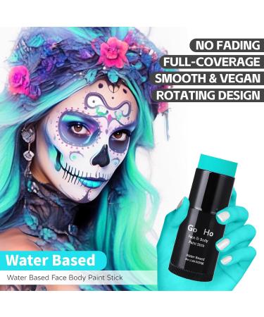 Go Ho Teal Water-Based Face Paint Stick 1.06 Oz - Non-toxic Cream Body Makeup for Theater, Halloween, SFX Cosplay - Washable & Full Coverage for Adults and Children - Buy Online on SooperMarket.com