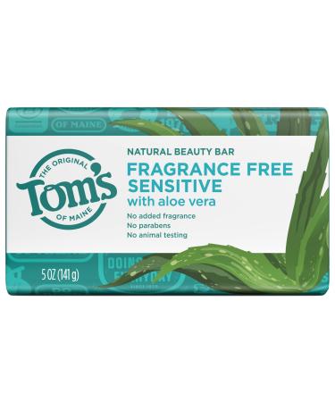 Tom's of Maine Natural Beauty Bar Soap for Sensitive Skin With Aloe Vera  Fragrance-Free  5oz.