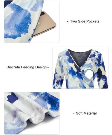OUGES Womens V-Neck Maternity Nursing Dress with Pockets - XL Long Sleeve Floral Casual Wear - Buy Online on SooperMarket.com