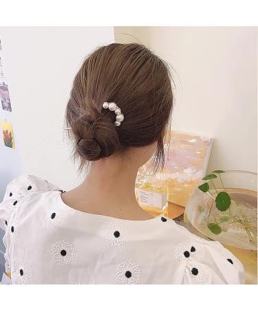 4 PACK Pearl Rhinestone U Shape Hair Fork Sticks - Wedding Hair Pins for Women and Girls - Buy Online on SooperMarket.com