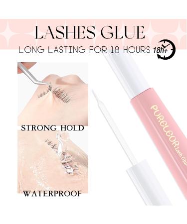 PURELEOR White Eyelash Glue Waterproof Latex Free for Sensitive Eye Strong Hold False Eyelashes Adhesive for Strip Lashes Fast Drying Lash Glue 10ml 0.35oz - Buy Online on SooperMarket.com
