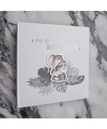 Grey Elephant Themed Baby Growth Records Book | Personalize First Adventures, First Haircut, First Christmas | 32 Page Keepsake Album - Buy Online on SooperMarket.com