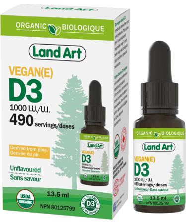 Certified Organic VEGAN Plant-Based Vitamin D3 Drops - 1000IU per drop - 490 Servings - Unflavoured - DUO PACK 2X 13.5ml - Immune System Support - Made in Canada 13.5 ml (Pack of 2) - Buy Online on SooperMarket.com