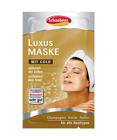 1 x Schaebens Luxury Mask 10 ml 2x 5 ml for all skin types with gold champagne caviar & pearls activates the cells refined the complexion for 2 applications