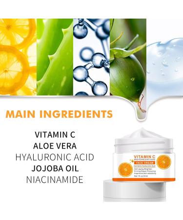 Vitamin C Face Cream Vitamin C Cream with Hyaluronic Acid & Vitamin E Anti Aging Vit C Serum Day & Night Face Cream for Women and Men Boost Skin Collagen Brighten Hydrate and Plump Skin - Buy Online on SooperMarket.com