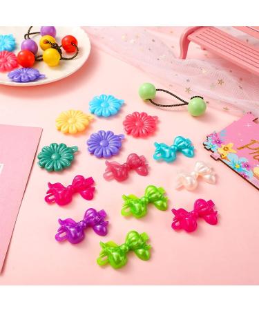 100 Pcs Girls Hair Accessories: Self Hinge Barrettes, Hair Ball Ties, Plastic Clips for Toddler Girls - Bow Flower Hair Tie for Baby Girls (Cool) - Buy Online on SooperMarket.com