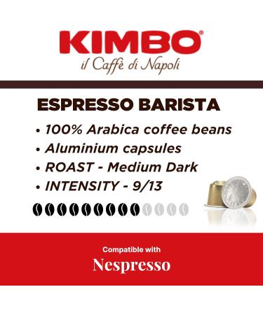Kimbo Coffee Espresso Barista 100% Arabica 10 Aluminium Capsules - Nespresso Compatible Medium Dark Roast - 9/13 Italian Coffee Pods - 1 x 10 - Buy Online on SooperMarket.com