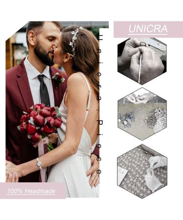 Unicra Silver Wedding Hair Vine - Rhinestone Flower Headpiece with Pearls | Bridal Hair Jewelry for Bridesmaid & Women - Buy Online on SooperMarket.com