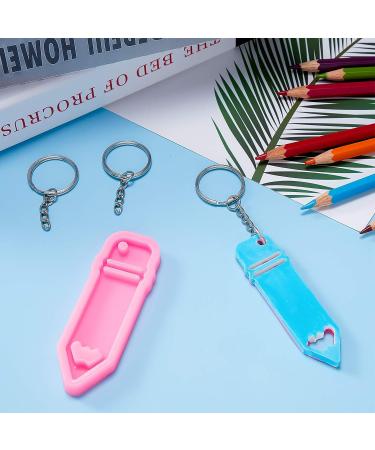 Pencil Shape Silicone Molds Set with Keychain Rings for Jewelry Making and Crafts - Pink - Buy Online on SooperMarket.com