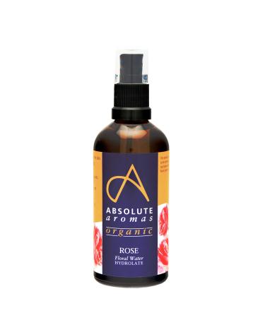 Absolute Aromas Certified Organic Bulgarian Rose Water 100ml - Pure Natural Nourishing and Hydrating Facial Toner Spray - Suitable for All Skin Types - Glass Bottle with Spray Top rose 1 count (Pack of 1)