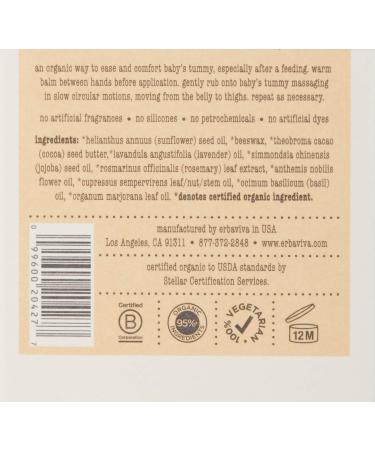 erbaviva Tummy Rub 1.75 oz - Soothing and Organic Belly Balm - Buy Online on SooperMarket.com