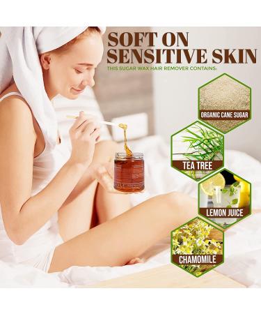 MOOM Organic Hair Remover Waxing Kit Refill - Tea Tree Oil & Lemon Juice Infused, 12 oz - Natural Sugar Glaze for Bikini Leg Eyebrow & Body - Buy Online on SooperMarket.com