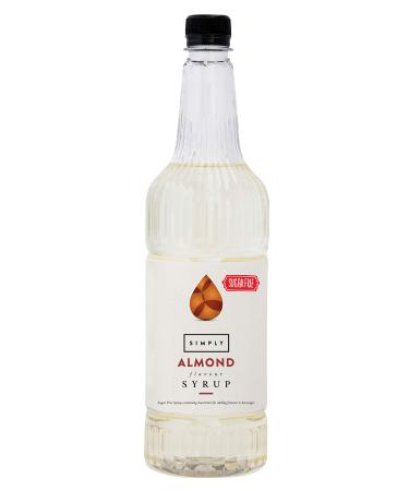 Simply Sugar Free Almond Syrup Low Calorie Vegan & Nut Free Flavoured Syrup for Coffee Cocktails & Baking (1 Litre) Almond 1 l (Pack of 1)
