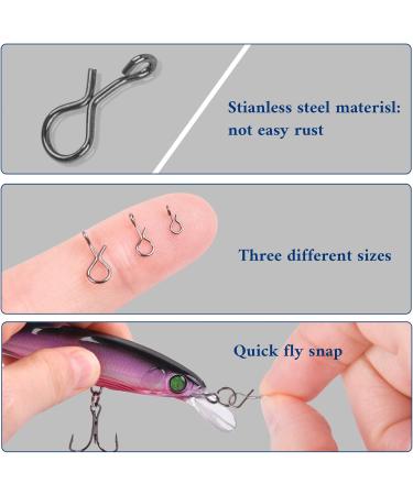 Fly Fishing Snaps - Quick Change Stainless Steel No-Knot Connectors | 150 Pieces Assorted Sizes for Hooks & Jigs - Buy Online on SooperMarket.com