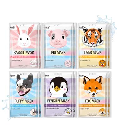 Epielle Character Sheet Masks | Animal Spa Mask Korean Beauty Mask -For All Skin Types, (Pack of 12) | Birthday Party Gift for her kids, Spa Day Party, Girls Night, Spa Night, Beauty Gift (Assorted Characters-12pk Ct.) | S…