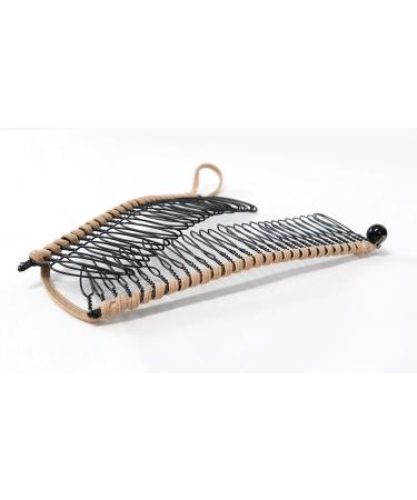 GETAGOTA 2-Piece Adjustable Banana Hair Clip Comb Set for Women - Double Combs Hair Accessory for Styling Thick Curly Hair - Brown and Beige - Buy Online on SooperMarket.com