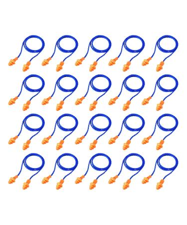 Quesuc 20 Pairs Corded Ear Plugs Reusable Silicone Earplugs Sleep Noise Cancelling for Hearing Protection (Blue)