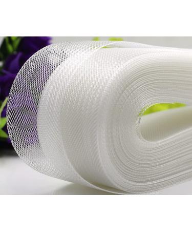 Abbaoww 15 Yards Stiff Horsehair Braid 4 Inch for Polyester Boning Sewing Wedding Dress Dance Formal Dress Skirt Hat Accessories, White White 4 Inch 15 Yard