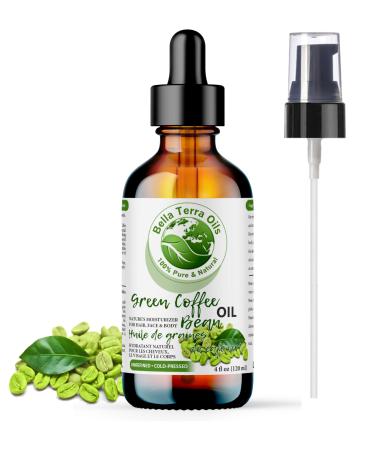 Green Coffee Bean Carrier Oil. 120ml. Cold-pressed. Unrefined. Organic. 100% Pure. Non-comedogenic. Chemical-free. Great for Under-Eye Skin. Natural Moisturizer for Face Body Hair. Bella Terra Oils. 120 ml (Pack of 1)