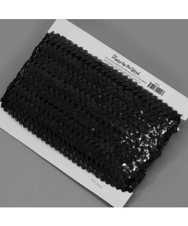 Black Metallic Stretch Sequin Trim by the Yard - 2 Row 7/8 | 5 Yard Cut - Buy Online on SooperMarket.com