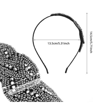 WLLHYF 1920s Black Crystal Rhinestone Headband for Women - Vintage Flapper Hair Accessory for Girls Costume Party - Grey - Buy Online on SooperMarket.com