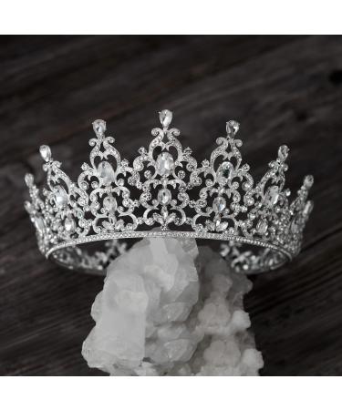 SWEETV Princess Tiara Crown for Women Girls Pageant Wedding Tiara for Bride Crystal Bridal Hair Accessories for Quinceanera Prom Birthday Party Silver