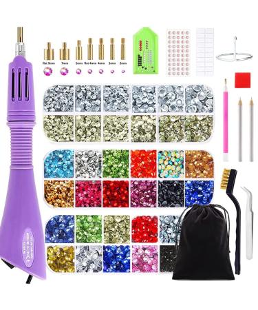 Epesl Bedazzler Kit with Rhinestones, Hot Fixed Gems Craft Applicator - Diamond Painting Pen, Wax Pencil, Tweezers, Tray, Cleaning Brush, Picker Rhinestones Crystals for DIY Clothes Shoes