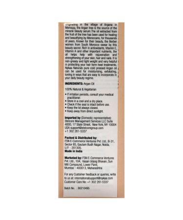 Buy Nykaa Naturals 100% Pure Cold Pressed Argan Oil for Women 1 oz | International Shipping Available - Buy Online on SooperMarket.com