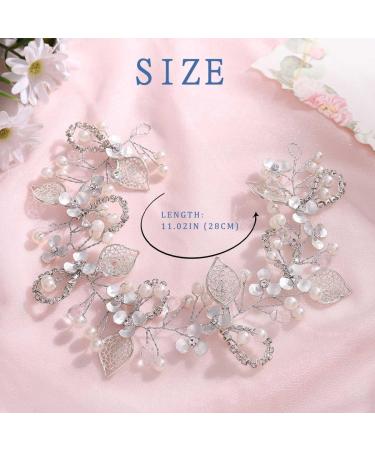 IYOU Princess Crystal Headpiece Silver Flower Wedding Headband Pearl Holy Communion Hair Accessories for Flower Girl Bride Bridesmaid - Buy Online on SooperMarket.com