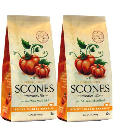 Sticky Fingers Bakeries English Scone Mix Pumpkin Spice Just Add Water Mix and Bake. Makes 12 Scones (Pack of 2) 1 Pound (Pack of 2)