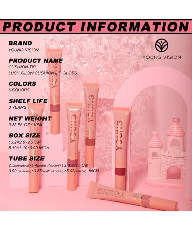 YOUNG VISION Hydrating Liquid Lipstick & Gloss Tint - Oil Infused Versatile Nude to Red Shades Cushion Applicators - Labial Liquido & Brillo Labial 03 - Sunset Glow | International Shipping Available - Buy Online on SooperMarket.com