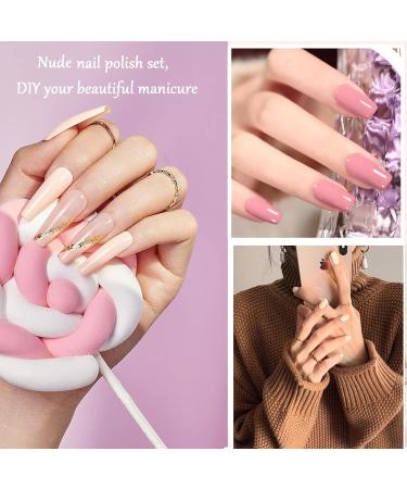 Nude Nail Polish Set - Glitter Nail Varnish Sets - Quick Dry & Long Lasting Pink Glitter 6 Colors Nail Varnish Set - No Need UV Nail Polish Kit Christmas Gifts for Women Girl - Buy Online on SooperMarket.com