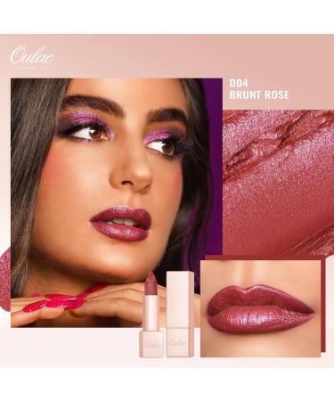 Oulac Diamond Lustre Lipstick Rosa - Highly Pigmented Vegan Long-Lasting Moisturizing Formula - D04 Brunt Rose for Striking Lip Makeup - Buy Online on SooperMarket.com