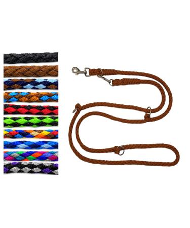 Dog lines large dogs up to 80 kg double linen jumbo 2.40m / 2.80m / 3.50m / 5m adjustable exercise line / guide in 17 different fabras very stable (2.80m 4 -fold brown) 2.80m 4 -fold brown
