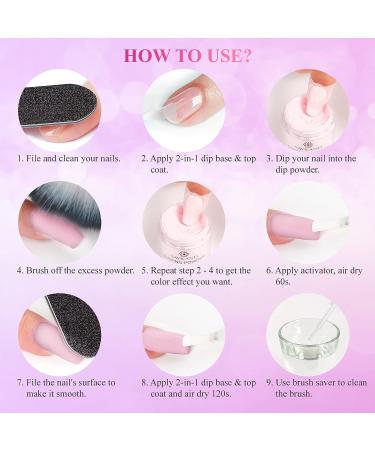 Saviland 10 Colors Dip Powder Nail Kit Starter - Nude Pink Spring Colors - Salon Quality 17pcs Set with 2-In-1 Base & Top Coat - Ideal for Nail Repair & Home DIY - Perfect Gift for Ladies - Buy Online on SooperMarket.com