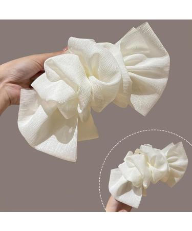 TYGHBN Bow Bubble Clips Chiffon Silk Hair Clips Large Chiffon Claw Clip Hair Bow Plastic Hair Claw Clips Fabric Floral Bows Claw Clip for Thick Long Hair (Black-A) - Buy Online on SooperMarket.com