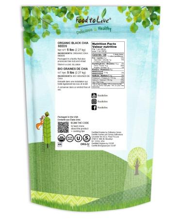 Organic Black Chia Seeds 5 lbs | Non-GMO, Whole & Sproutable | Vegan, Kosher, Keto | Rich in EFAs, Fiber & Protein | Ideal for Chia Pudding & Smoothies | Bulk Pack - Buy Online on SooperMarket.com