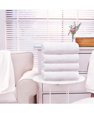 Aibaser Bamboo Cotton Bath Towels - 27x54 inch - 6 Piece Set - Ultra Absorbent - White Bath Towels - Buy Online on SooperMarket.com
