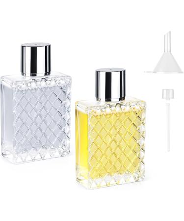 Ysimple 2 Pack 50ml Perfume Atomiser Portable Clear Empty Glass Perfume Spray Bottles Refillable Perfume Atomizer Large Cosmetic Fine Mist Atomizer for Travel(Silver) 50ml Silver