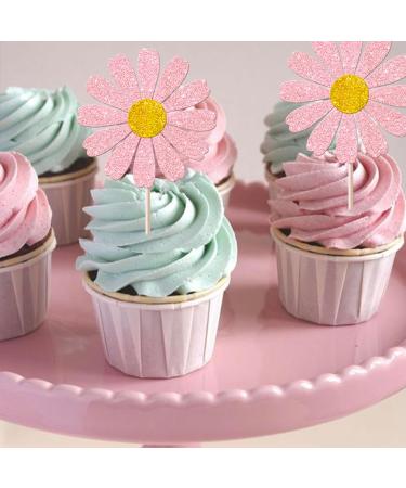 Rsstarxi 24 Pack Daisy Cupcake Toppers Baby Shower Birthday Chrysanthemum Party Cupcake Picks for Daisy Flower Theme Spring Birthday Wedding Party Cake Decorations Pink Design 1 Pink - Buy Online on SooperMarket.com