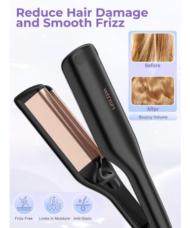 WEEYUM Wave Curling Iron - Anti-Scald 1.25 Inch Ceramic Hair Crimper for Women | Dual Voltage & 12 Temp Settings for Stunning Deep Waves - Perfect for International Travel - Buy Online on SooperMarket.com