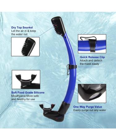Piyazi Adult Snorkeling Gear Set | 180 Panoramic Mask | Dry Top Snorkel | Anti-Fog | Wide View | Scuba Diving Package with Travel Bag | Blue - Buy Online on SooperMarket.com