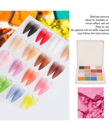 Solid Nail Glitter Powder Set for DIY 16 Colors Metallic Mirror Effect Nail Powder Shiny Nail Art Pigment Powder Flashing Nail Powder for Nail Art Decoration Salon Home Use - Buy Online on SooperMarket.com