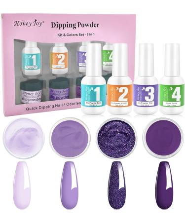 Dip Powder Nail Kit - 4 Color Starter Set with 4 Dipping Powders & 4 Liquid Polishes - Purple Blue Acrylic System - Buy Online on SooperMarket.com