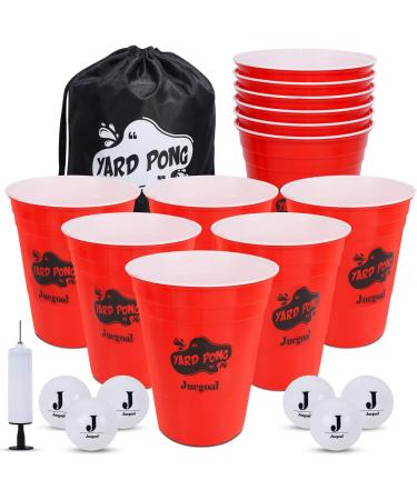 Juegoal Yard Pong, Outdoor Giant Yard Games Set for Adults & Kids, with 12 Buckets and 6 Balls, Toss Game Throwing Outside Family Game for Beach, Camping, Lawn and Backyard