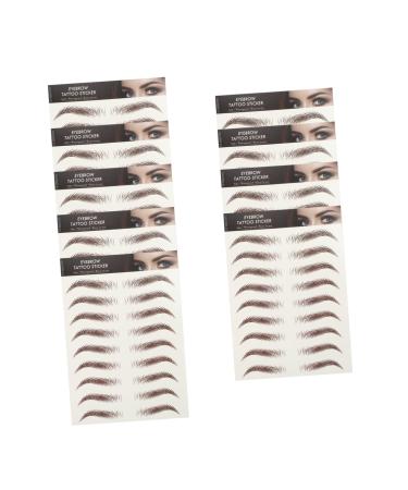 Mikinona 9 Sheets Waterproof Eyebrow Stickers Eyebrow Stickers Waterproof Brown False Eyebrows Cosmetics Hair 21x14.7cm Brown