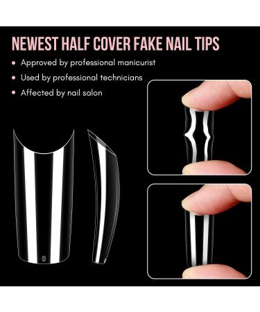 Makartt Soft Gel Nail Tips Press On Nails Set - 500 Clear Coffin Nail Tips, Glues, File, Case - Half Cover False Nails Kit - Buy Online on SooperMarket.com