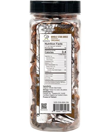 Organic Whole Star Anise 4 oz - USDA Organic, Non-GMO Star Anise Seed Pods - Buy Online on SooperMarket.com
