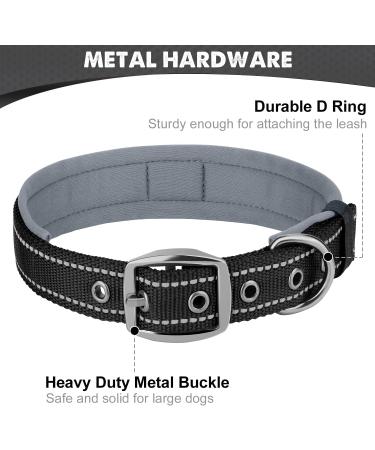 Joytale Softly Padded Neoprene Dog Collar for Medium Dogs - Reflective Nylon Wide Collar Black (1 Pack) - Buy Online on SooperMarket.com