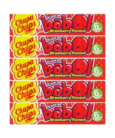 5 x 6 pieces of soft chewing gum strawberry sweet snack fruity nibbles